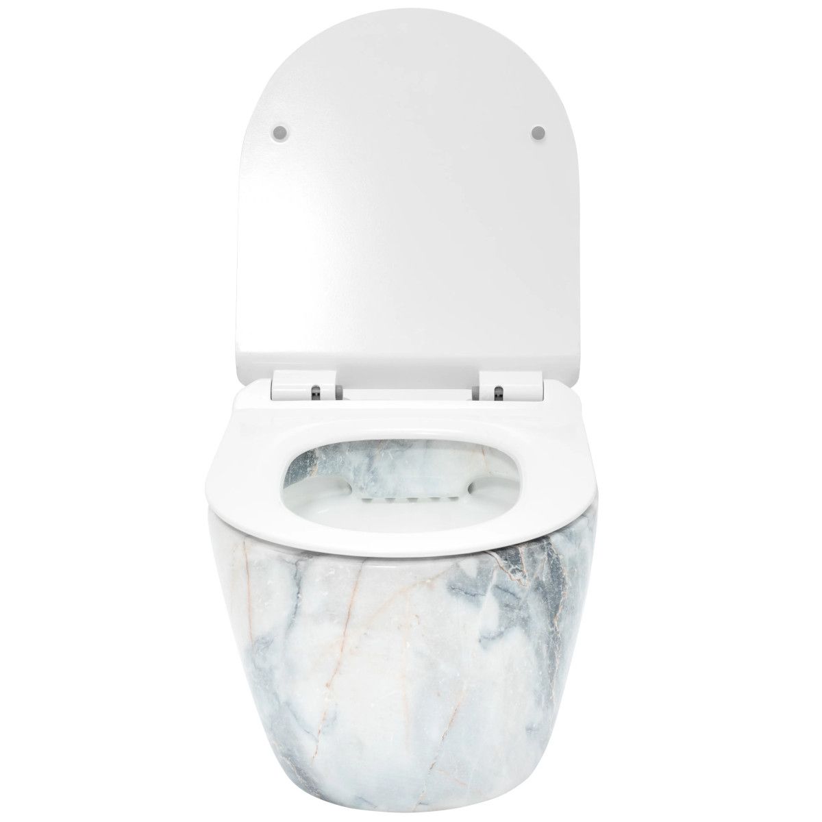 WC-Becken REA-Carlo Slim Granit glänzend spülrandlos, Granit-Finish, Duroplast-Sitz, Sanitärkeramik, Wandmontage, 49x37 cm