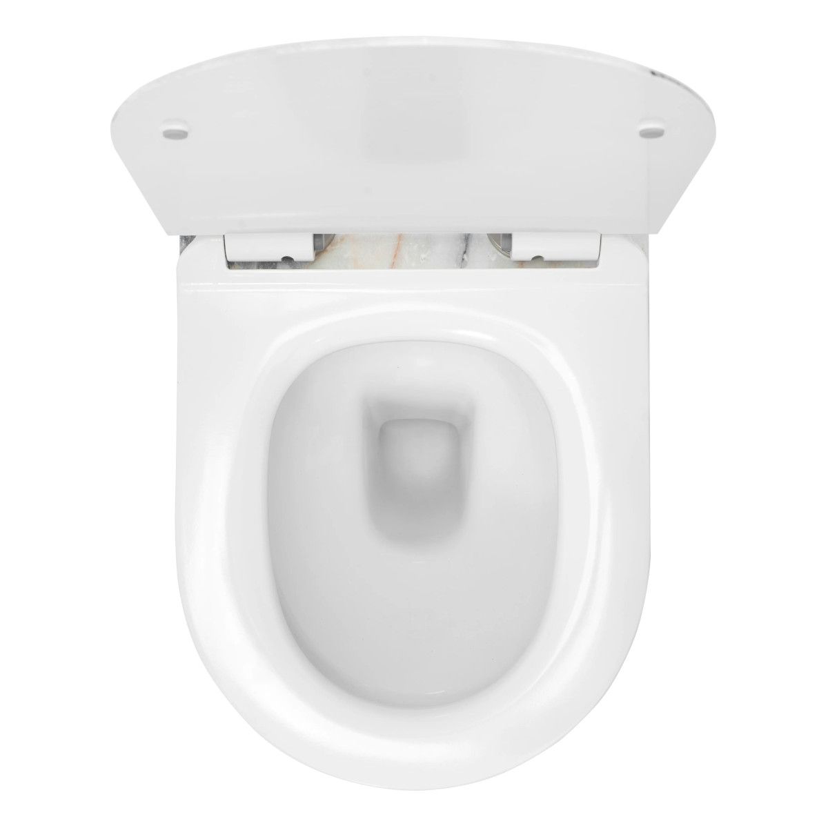 WC-Becken REA-Carlo Slim Granit glänzend spülrandlos, Granit-Finish, Duroplast-Sitz, Sanitärkeramik, Wandmontage, 49x37 cm
