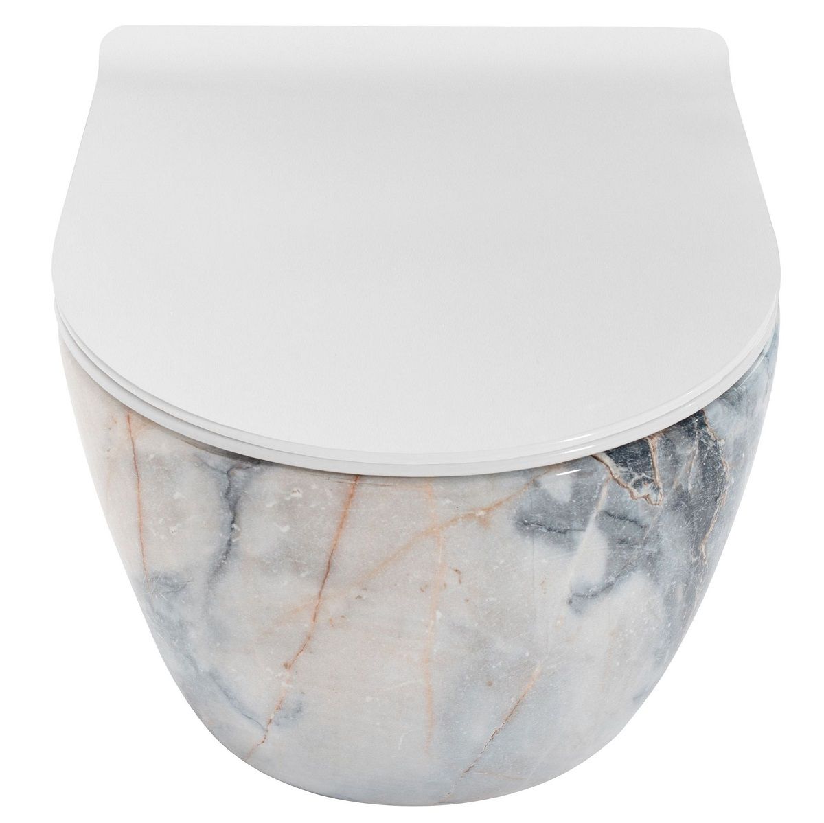 WC-Becken REA-Carlo Slim Granit glänzend spülrandlos, Granit-Finish, Duroplast-Sitz, Sanitärkeramik, Wandmontage, 49x37 cm