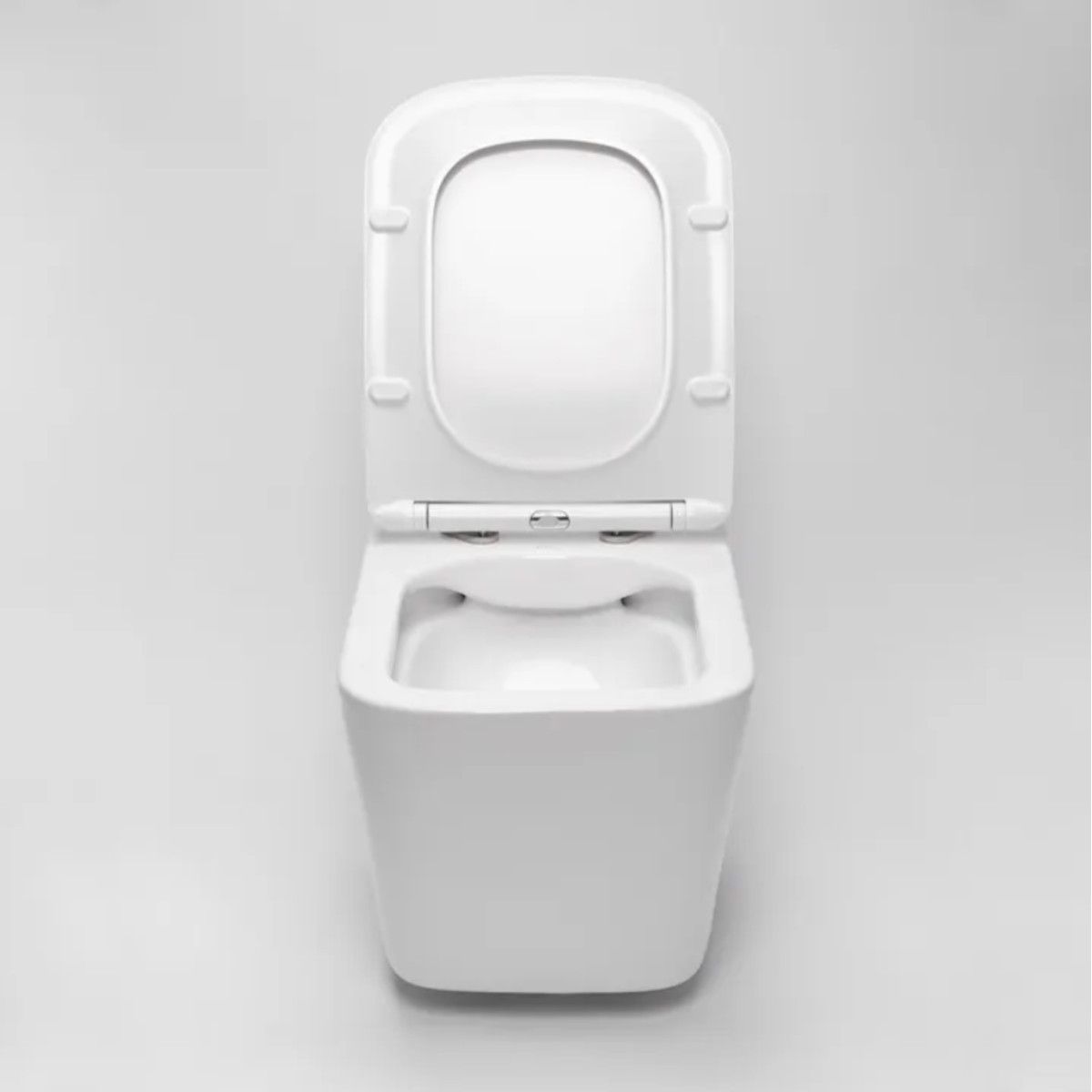 Randlose Toilettenschüssel, weiß glänzend, hängende Montage, Duroplast Slim Soft-Close-Deckel inklusive, Alfonso