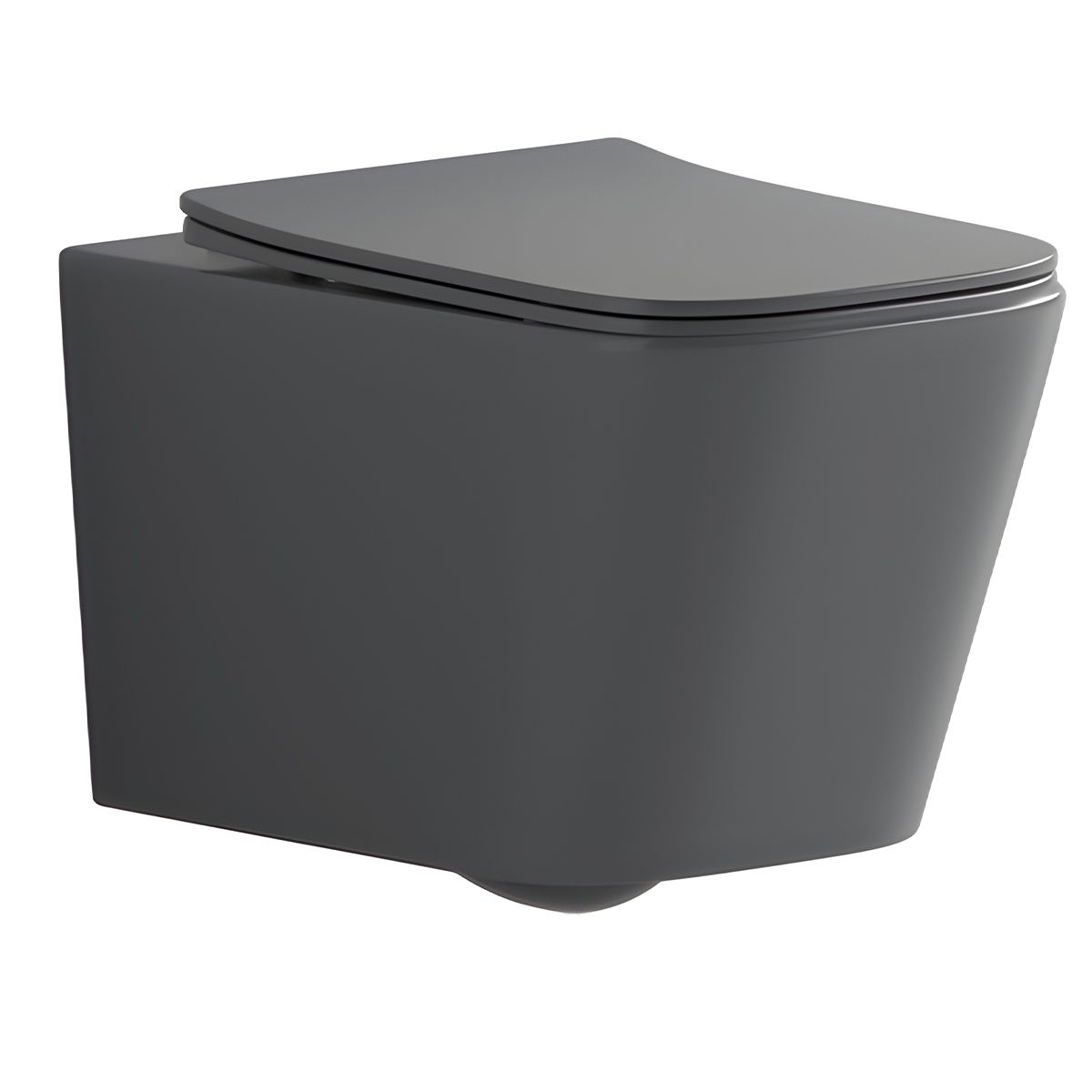 Toilettenschüssel, Rimless, Mattgrau, Power Colour, Wandmontage, inkl. Slim-Duroplast-Sitz mit Soft-Close, Alfonso