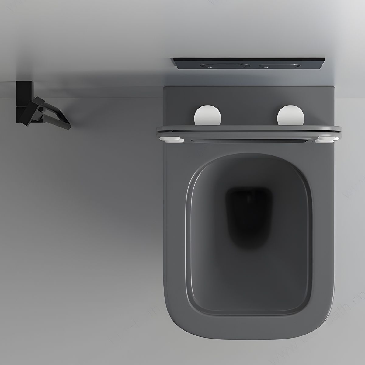 Toilettenschüssel, Rimless, Mattgrau, Power Colour, Wandmontage, inkl. Slim-Duroplast-Sitz mit Soft-Close, Alfonso