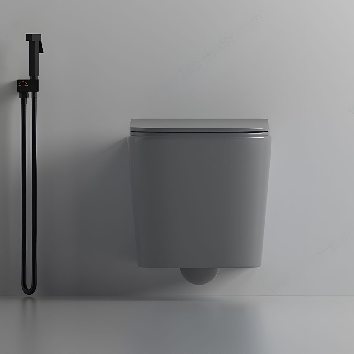 Toilettenschüssel, Rimless, Mattgrau, Power Colour, Wandmontage, inkl. Slim-Duroplast-Sitz mit Soft-Close, Alfonso