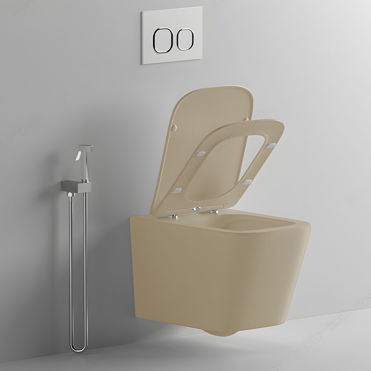 Toilettenschüssel, Rimless, Jasmin Matt, Power Colour, Wandmontage, inkl. Slim-Duroplast-Sitz mit Soft-Close, Alfonso