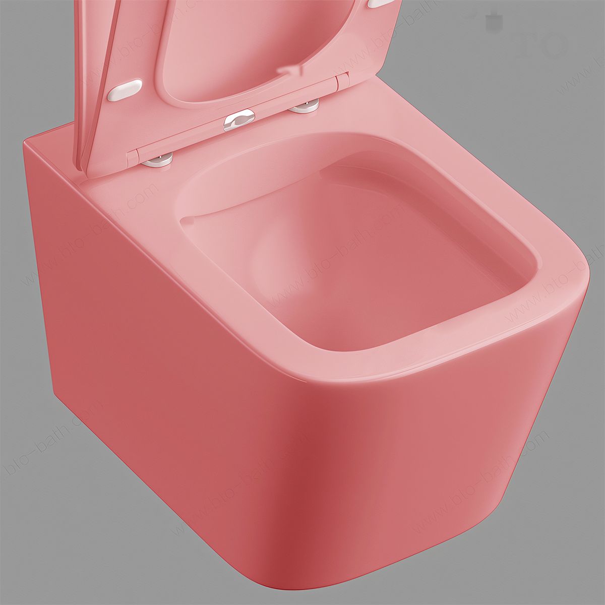 Toilettenschüssel, Rimless, Lachsrosa Matt, Power Colour, Wandmontage, inkl. Slim-Duroplast-Sitz mit Soft-Close, Alfonso
