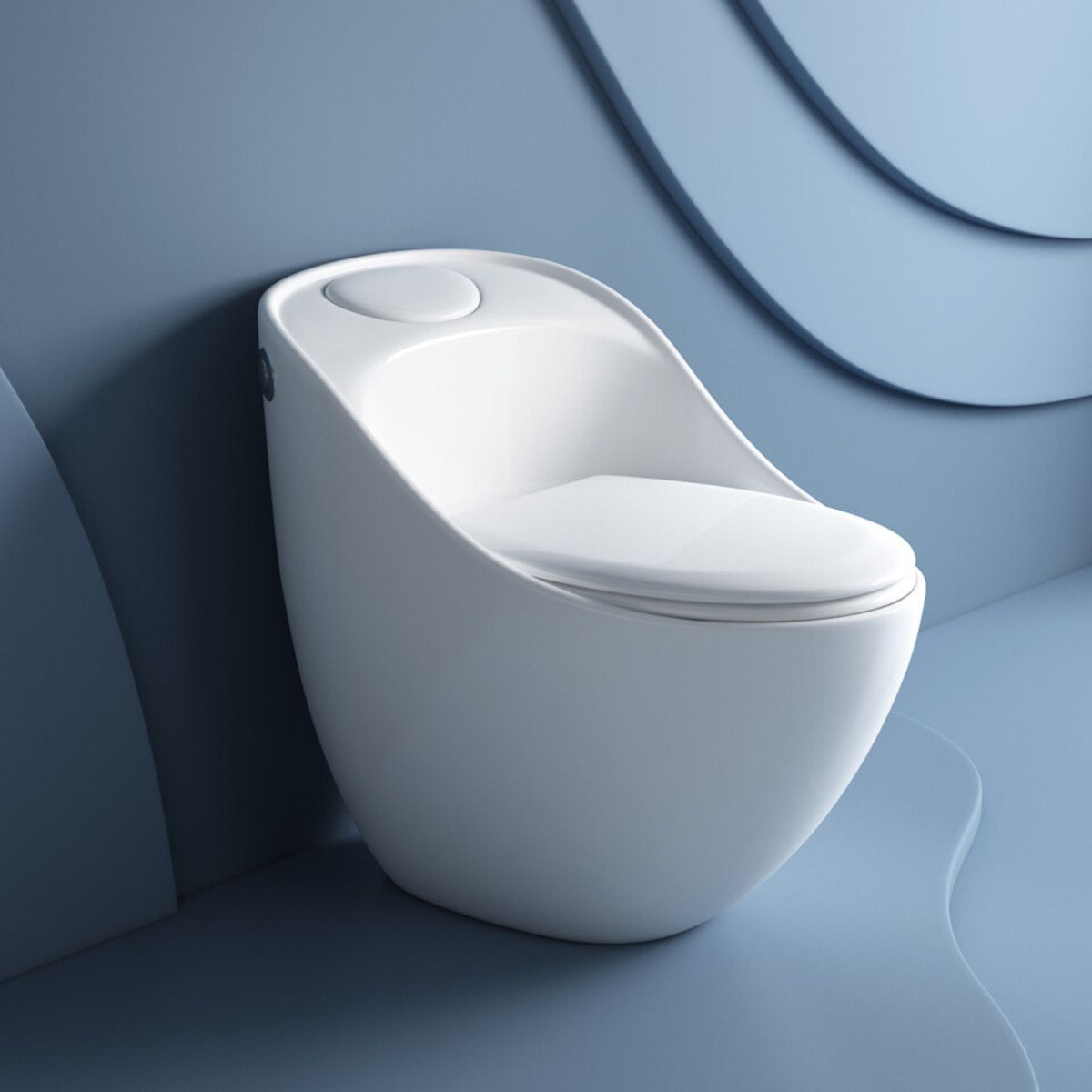 Santa Rimless WC, 69x46 cm, Einbautank, Weiß, Bodenmontage, Soft-Close-Deckel inklusive, Lizenzlinie von Ego