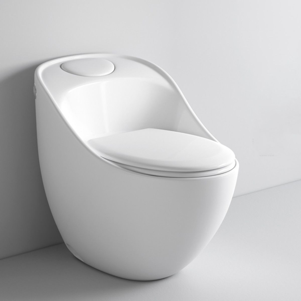 Santa Rimless WC, 69x46 cm, Einbautank, Weiß, Bodenmontage, Soft-Close-Deckel inklusive, Lizenzlinie von Ego
