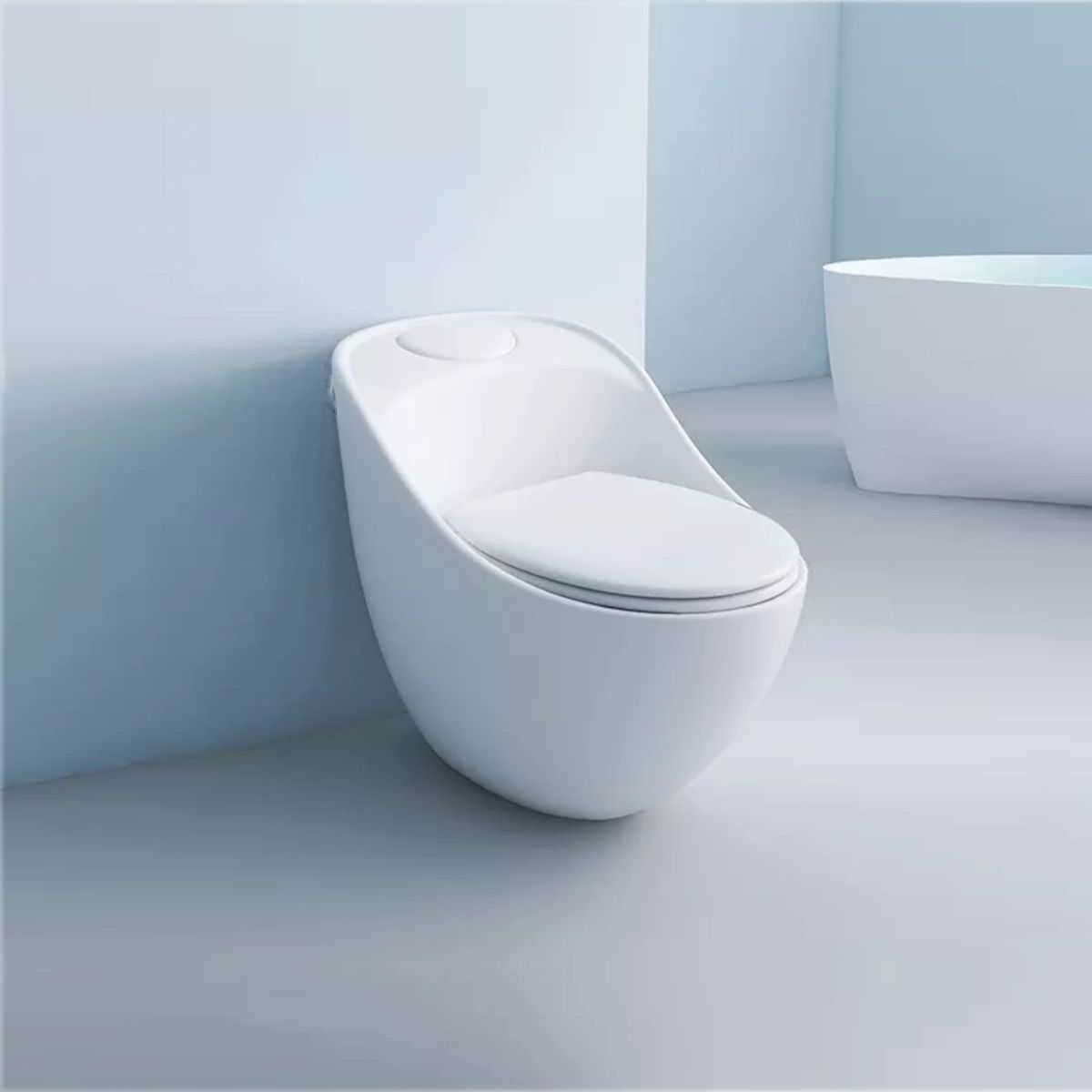 Santa Rimless WC, 69x46 cm, Einbautank, Weiß, Bodenmontage, Soft-Close-Deckel inklusive, Lizenzlinie von Ego