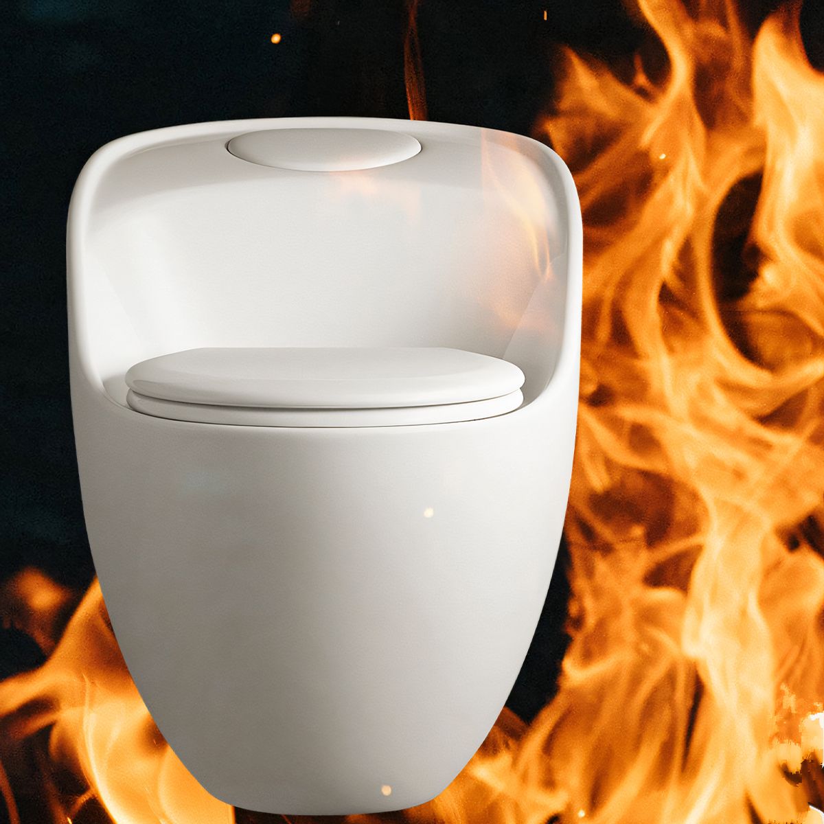 Santa Rimless WC, 69x46 cm, Einbautank, Weiß, Bodenmontage, Soft-Close-Deckel inklusive, Lizenzlinie von Ego