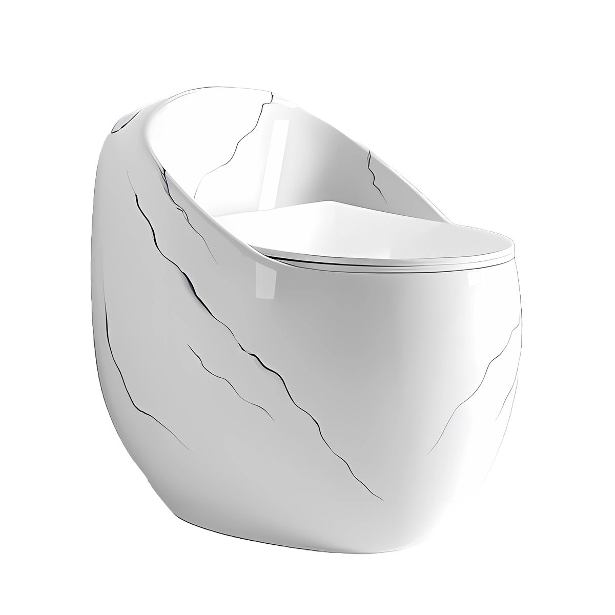 WC-Becken Santa Rimless, integrierter Spülkasten, glänzendes Weiß, Marble-Finish, Bodenmontage, Soft-Close, Royalty Line von Ego