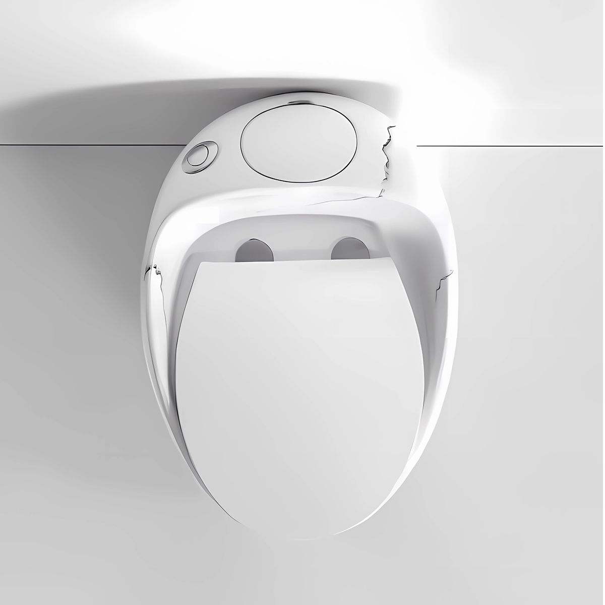 WC-Becken Santa Rimless, integrierter Spülkasten, glänzendes Weiß, Marble-Finish, Bodenmontage, Soft-Close, Royalty Line von Ego