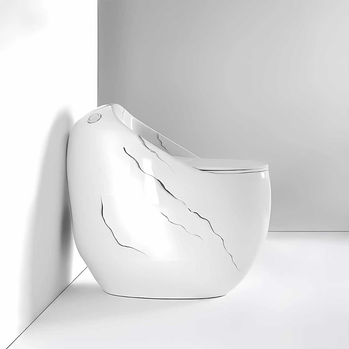 WC-Becken Santa Rimless, integrierter Spülkasten, glänzendes Weiß, Marble-Finish, Bodenmontage, Soft-Close, Royalty Line von Ego