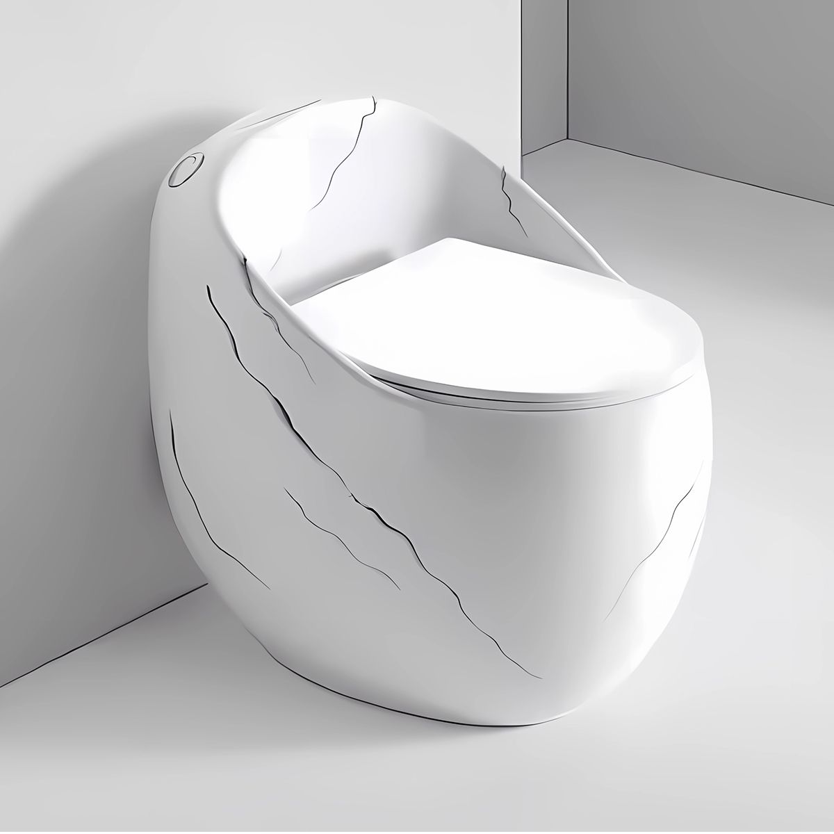 WC-Becken Santa Rimless, integrierter Spülkasten, glänzendes Weiß, Marble-Finish, Bodenmontage, Soft-Close, Royalty Line von Ego