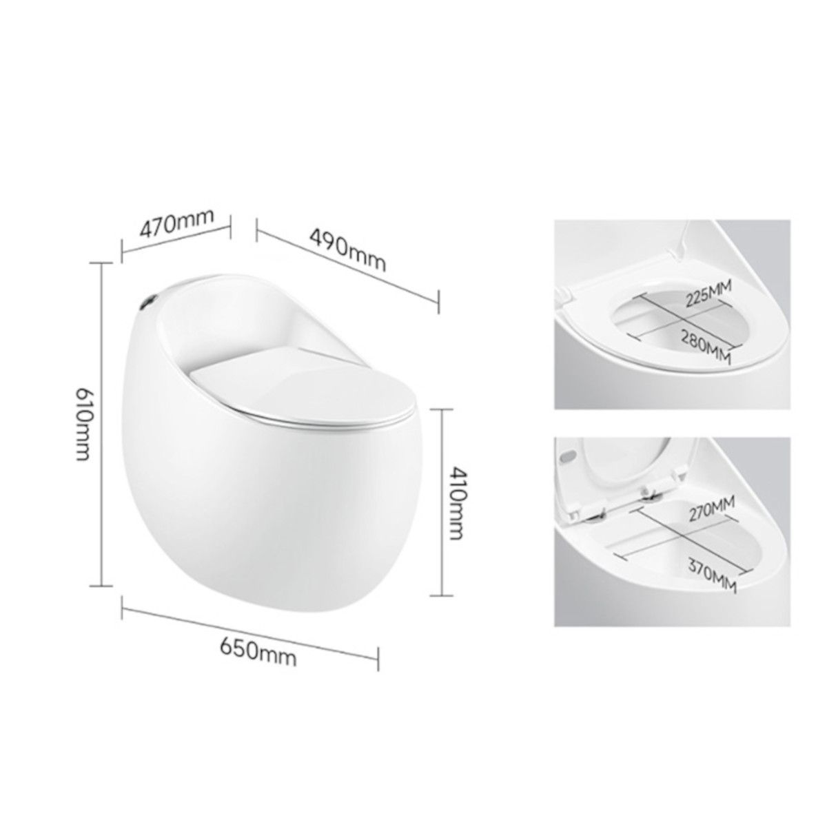 Santa Rimless WC, Einbautank, Mattschwarz, Power Colour, Montageboden, Abdeckung mit Soft-Close, Royalty Line von Ego