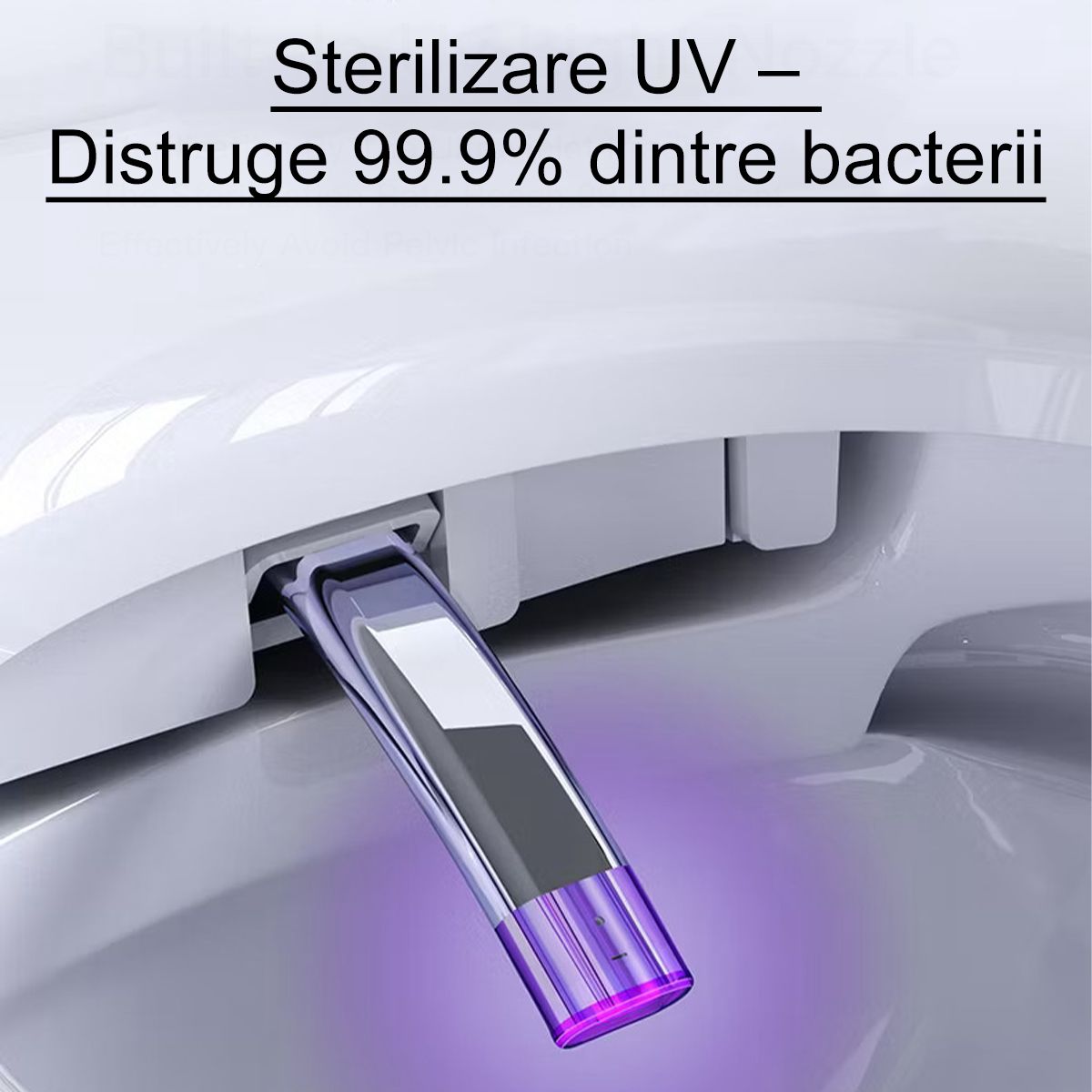 Smart-WC, inkl. Rahmen, Power Color, Bidetfunktion, UV-Desinfektion, LED, wandmontiert, 58x38 cm, Mattschwarz, Ela