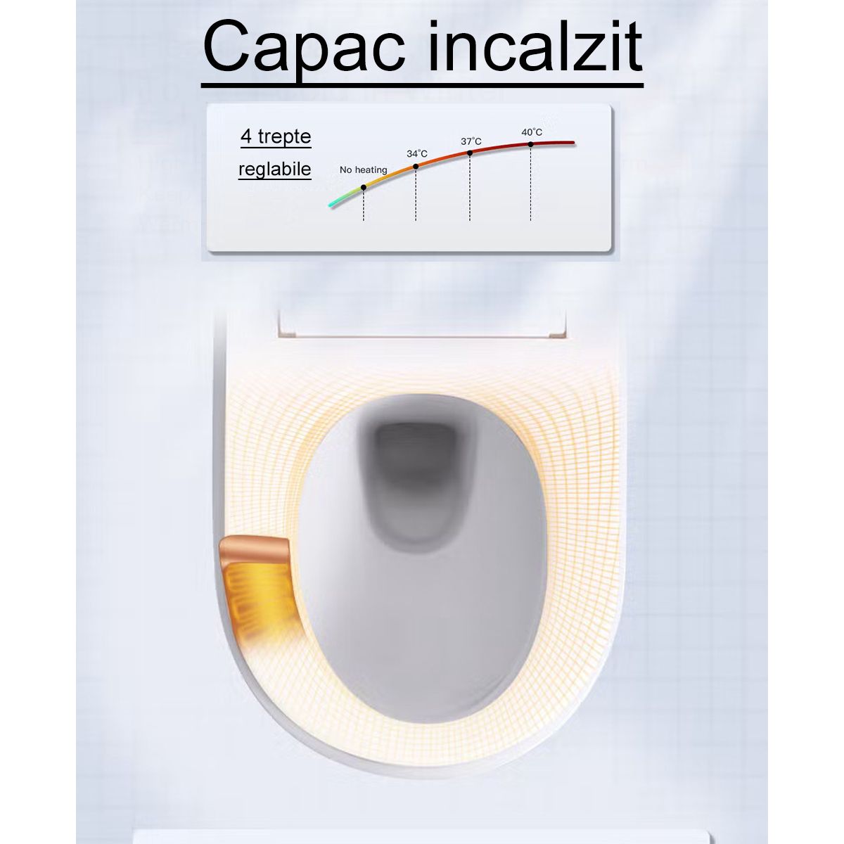 Smart-WC, inkl. Rahmen, Power Color, Bidetfunktion, UV-Desinfektion, LED, wandmontiert, 58x38 cm, Mattschwarz, Ela