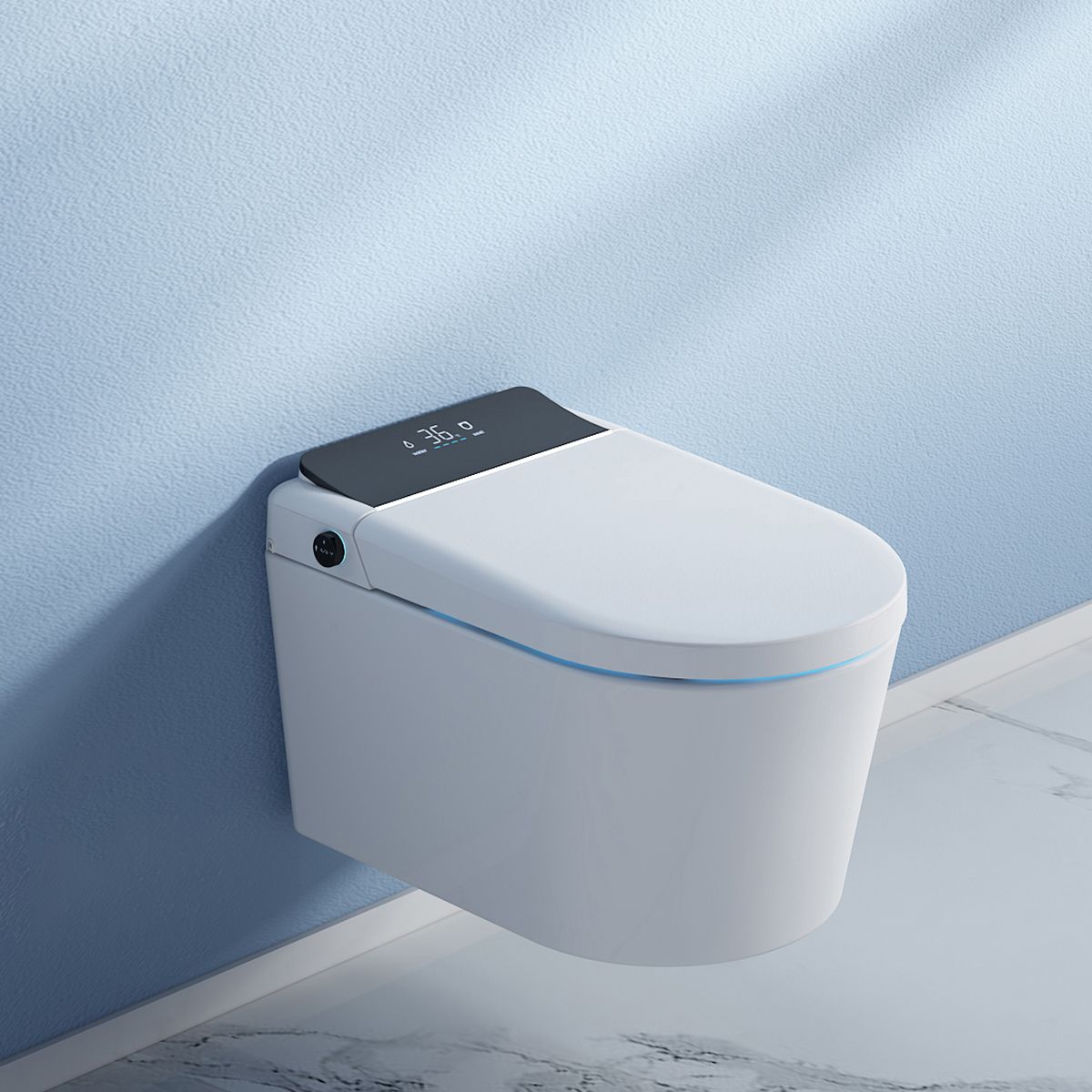 Smart-WC Ralph, Bidet-Funktion, beheizter Sitz, UV-Desinfektion, Rahmen, LED-Anzeige, erweiterte Funktionen, 59x38