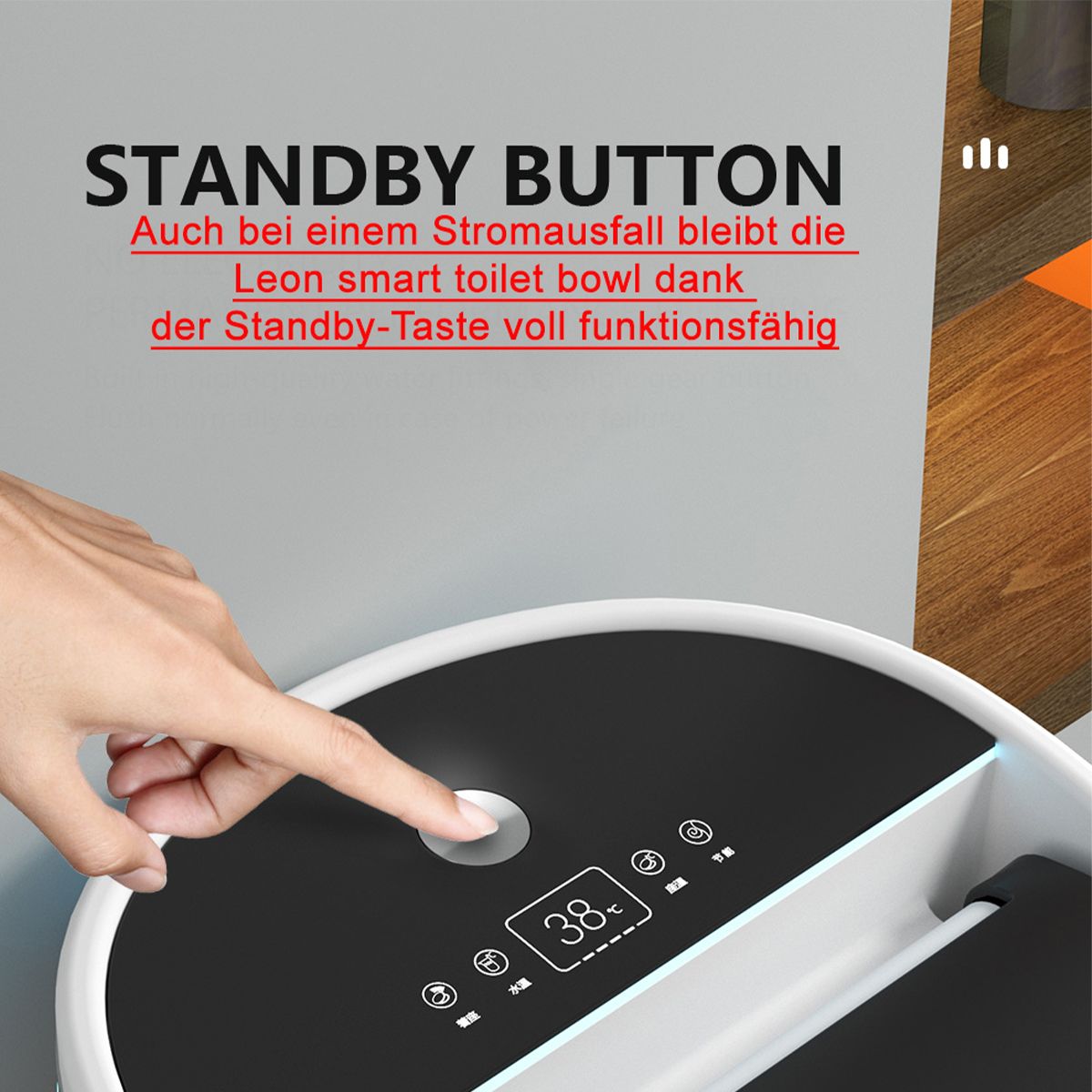 Smart-WC, mit Bidetfunktion, UV-Desinfektion, LED-Display, bodenstehend, 74x46 cm, Weiß, Leon