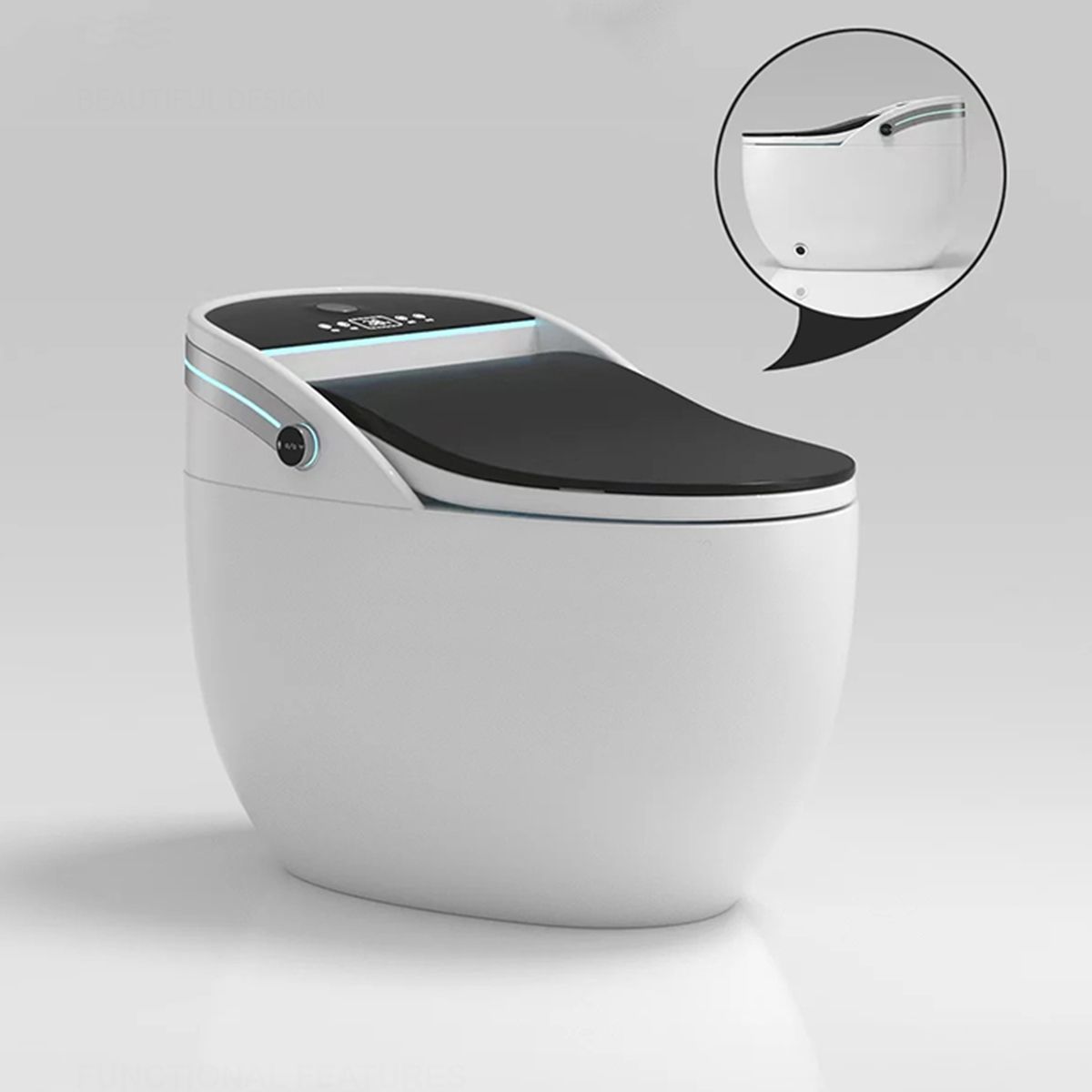 Smart-WC, mit Bidetfunktion, UV-Desinfektion, LED-Display, bodenstehend, 74x46 cm, Weiß, Leon