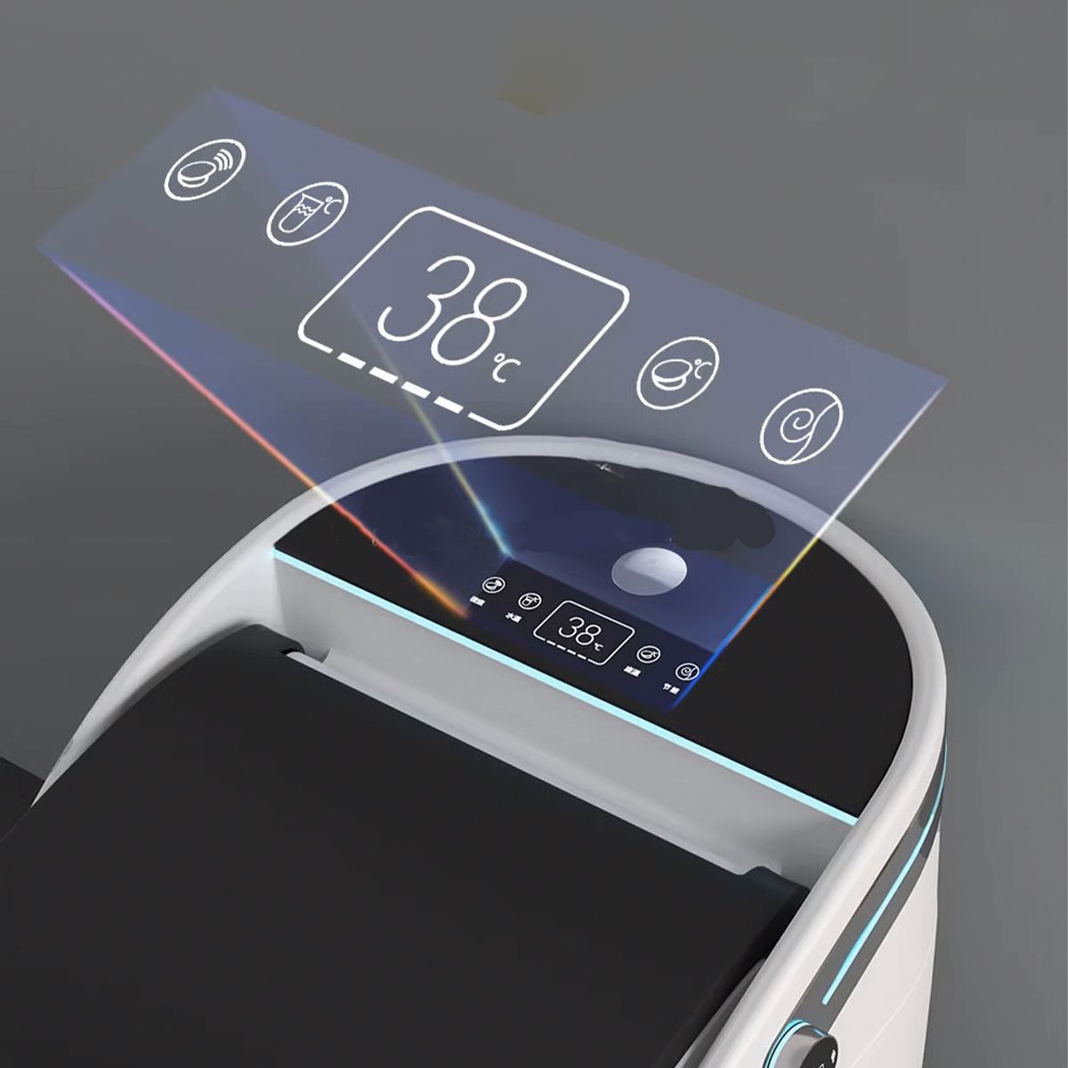 Smart-WC, mit Bidetfunktion, UV-Desinfektion, LED-Display, bodenstehend, 74x46 cm, Weiß, Leon