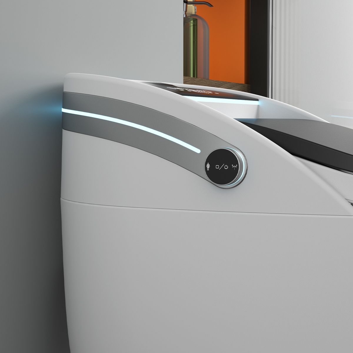 Smart-WC, mit Bidetfunktion, UV-Desinfektion, LED-Display, bodenstehend, 74x46 cm, Weiß, Leon