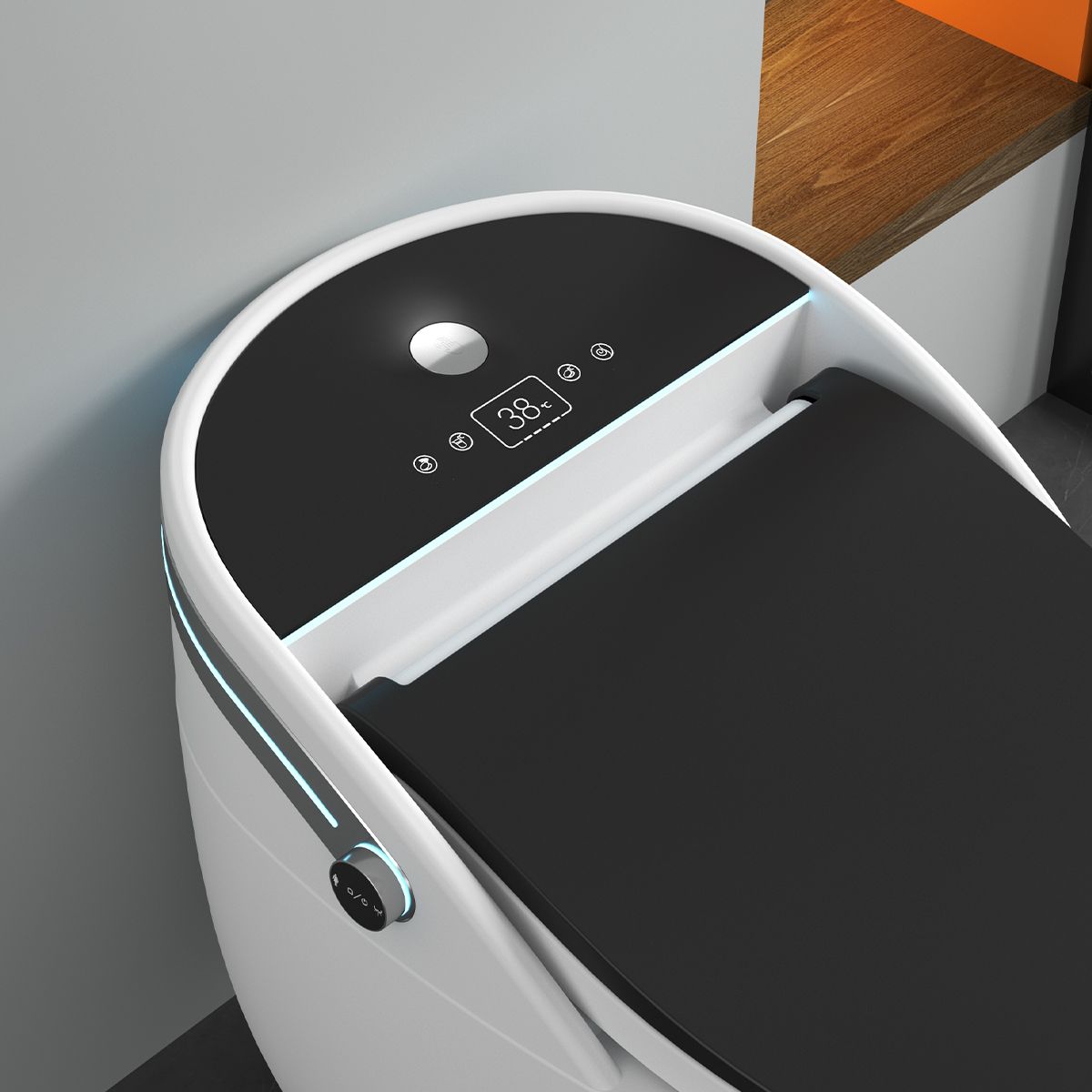 Smart-WC, mit Bidetfunktion, UV-Desinfektion, LED-Display, bodenstehend, 74x46 cm, Weiß, Leon