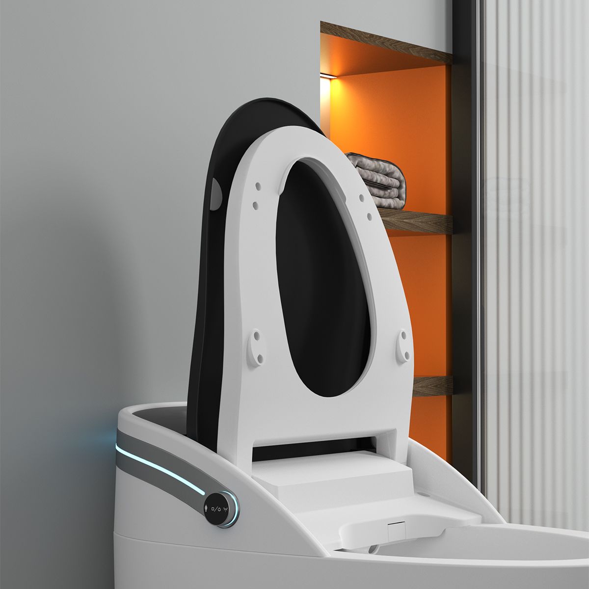 Smart-WC, mit Bidetfunktion, UV-Desinfektion, LED-Display, bodenstehend, 74x46 cm, Weiß, Leon