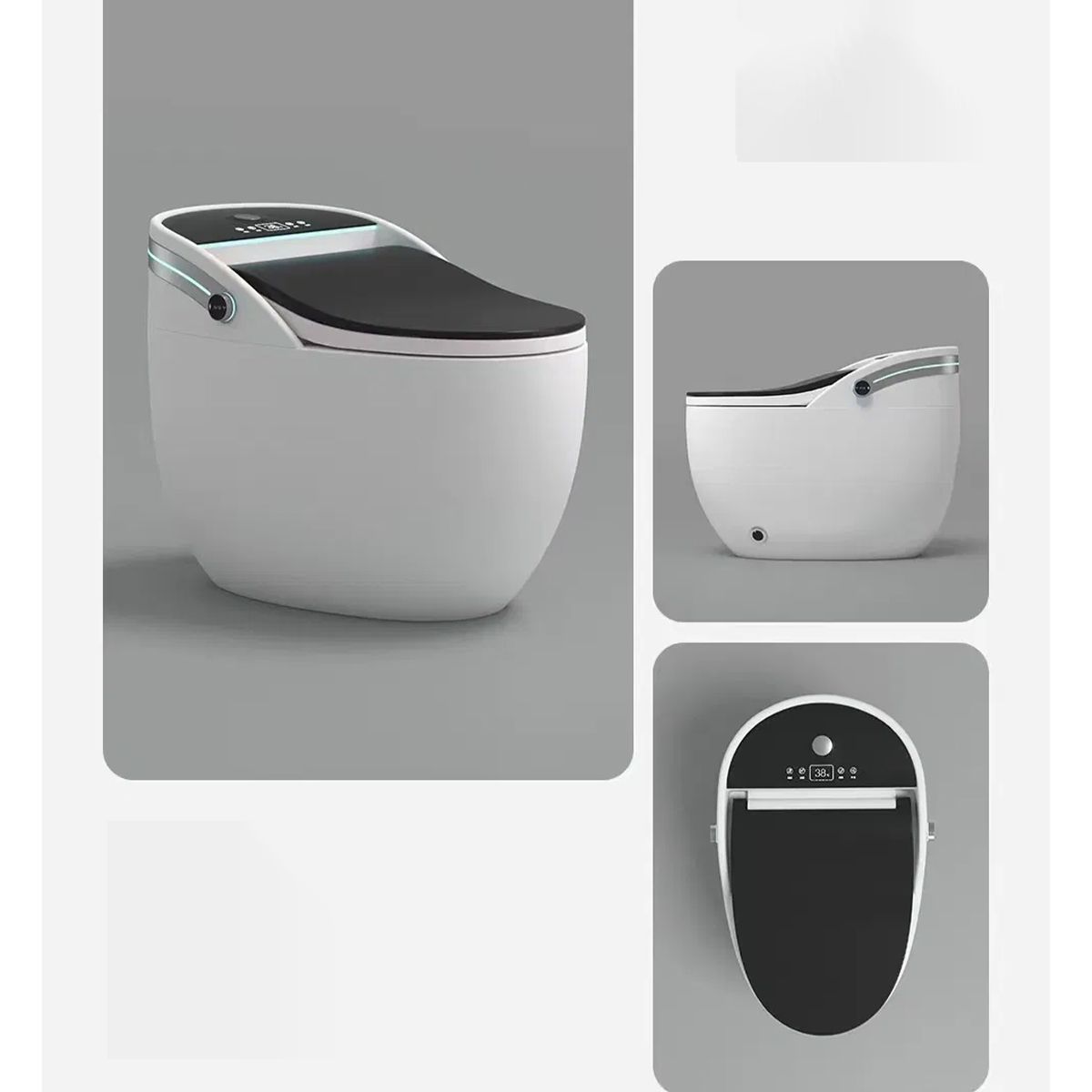 Smart-WC, mit Bidetfunktion, UV-Desinfektion, LED-Display, bodenstehend, 74x46 cm, Weiß, Leon