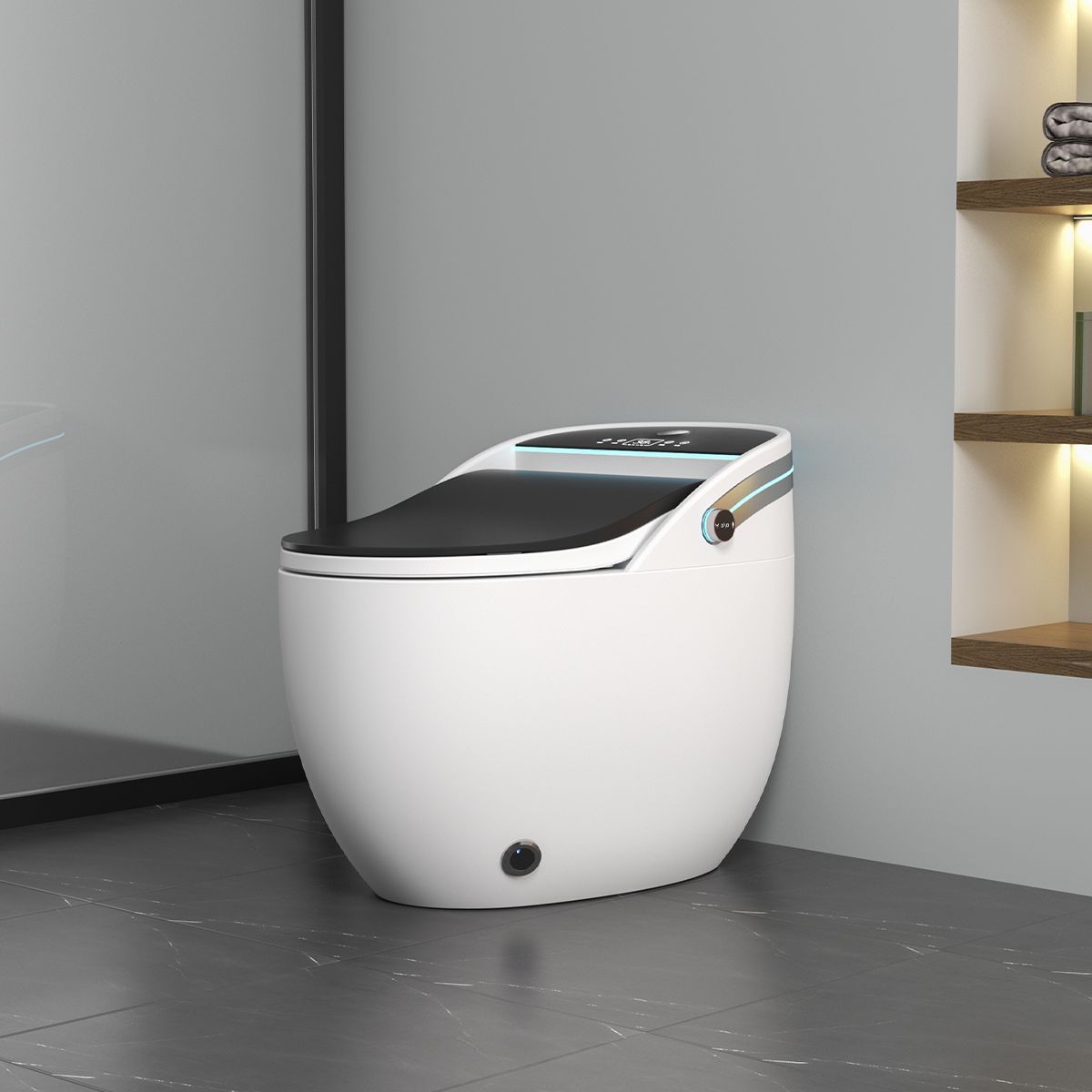 Smart-WC, mit Bidetfunktion, UV-Desinfektion, LED-Display, bodenstehend, 74x46 cm, Weiß, Leon