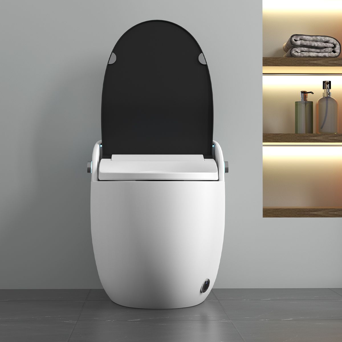 Smart-WC, mit Bidetfunktion, UV-Desinfektion, LED-Display, bodenstehend, 74x46 cm, Weiß, Leon