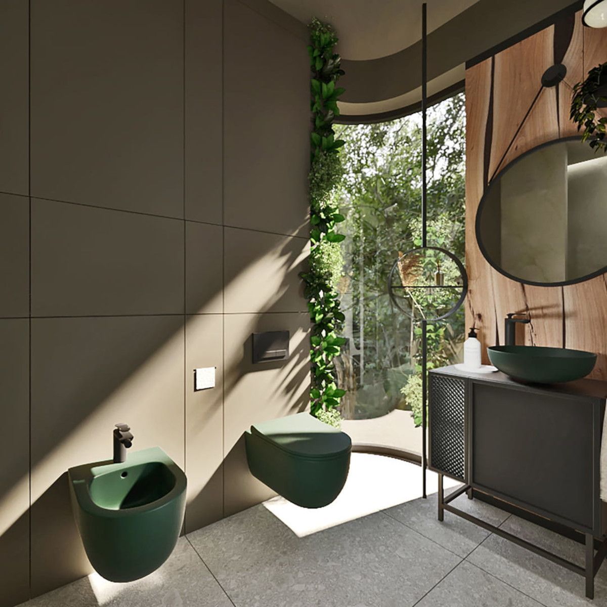 WC-Becken Grün, Power Colour, semimatt, 49x36 cm, Wandmontage, Duroplast-WC-Sitz mit Absenkautomatik und Easy-Off-Funktion, Molis