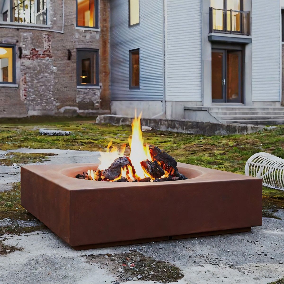 Feuerschale, 2 mm Cortenstahl, 80x80x20 cm, Magma