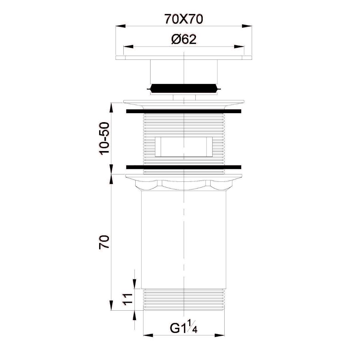 Omnires Universal-Ablaufventil, Click-Clack-System, Ausführung Chrom